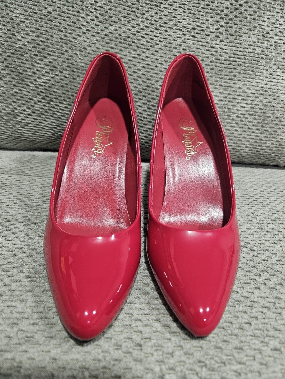 Pleaser Heels Red Patent Leather, Size 7